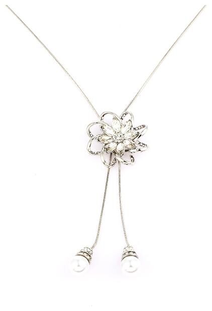 

Sukkhi Glitzy Floral Rhodium Plated Necklace for Women