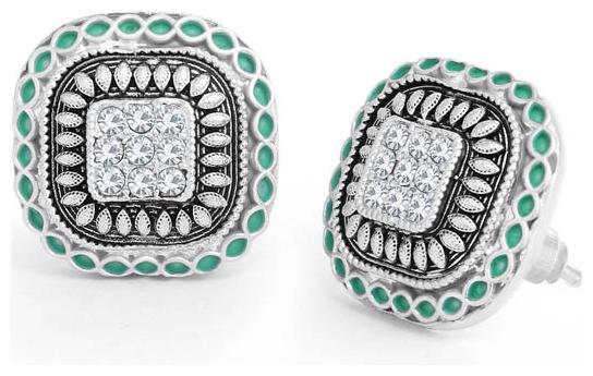 

Sukkhi Glitzy Rhodium Plated Meenakari Stud Earring For Women