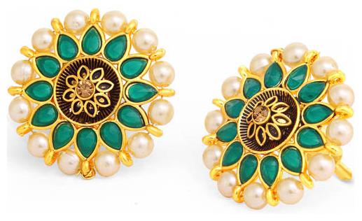 

Sukkhi Glorious Floral Gold Plated Pearl Meenakari Stud Earring For Women