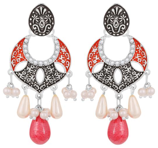 

Sukkhi Glorious Pearl Mint Meena Collection Oxidised Earring for Women