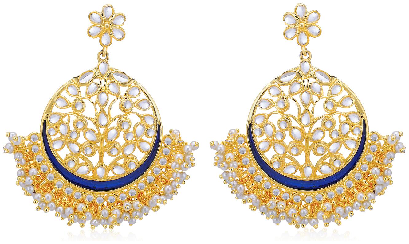 

Sukkhi Glorious Pearl Gold Plated Kundan Chandbali Earring for Women
