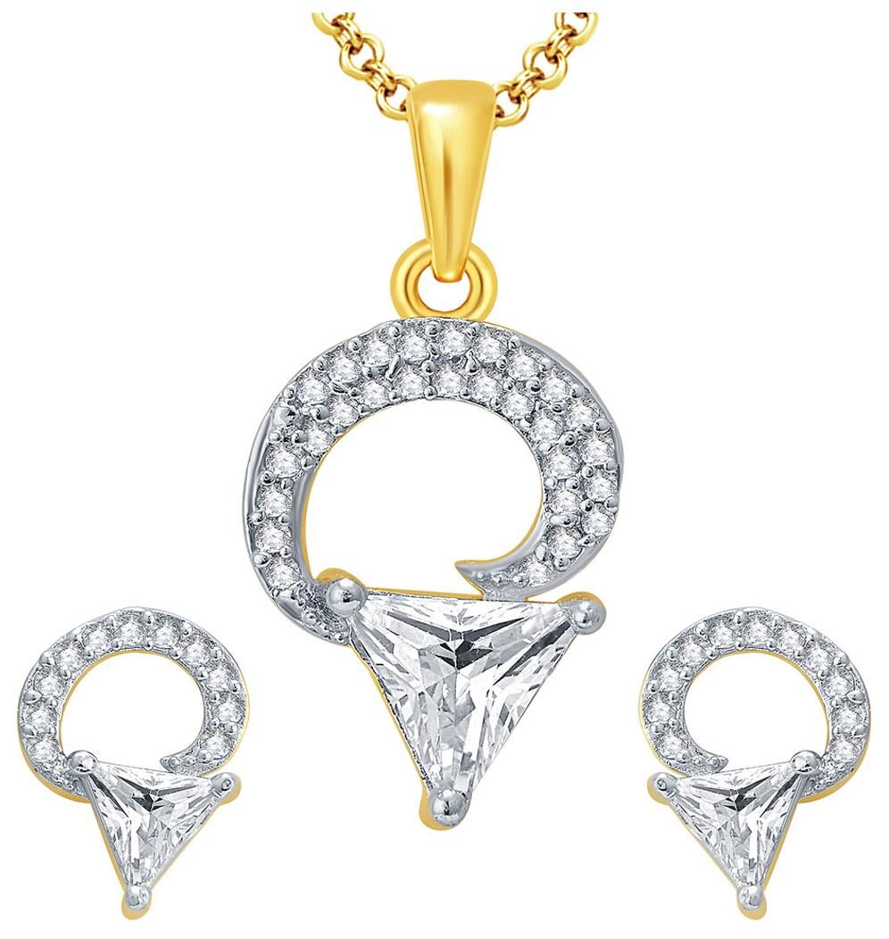 

Sukkhi Glorious Gold And Rhodium Plated CZ Pendant Set For Women