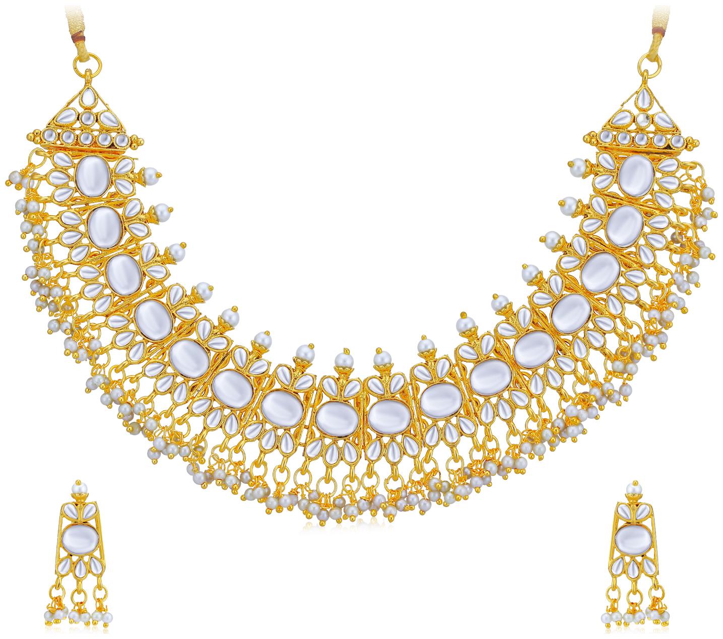 

Sukkhi Glorious Gold Plated Kundan Choker Necklace Set for Women