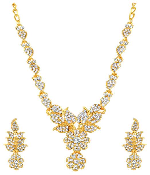 

Sukkhi Glossy Gold Plated Floral Necklace Set For Women