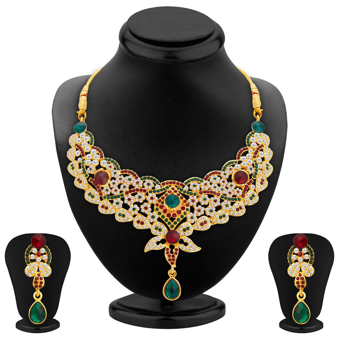 

Sukkhi Appealing Gold Plated AD Necklace Set for Women
