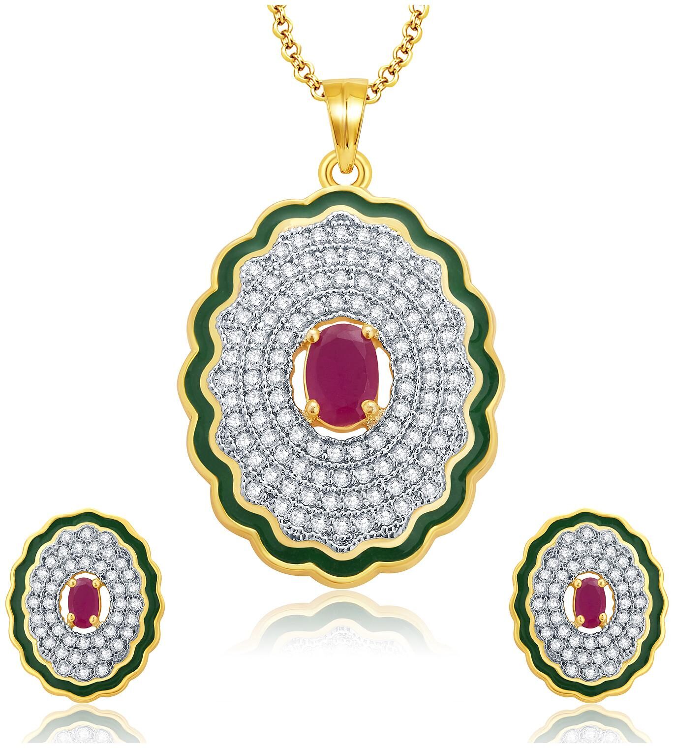 

Sukkhi Gold Pendant Set with Earrings For Women