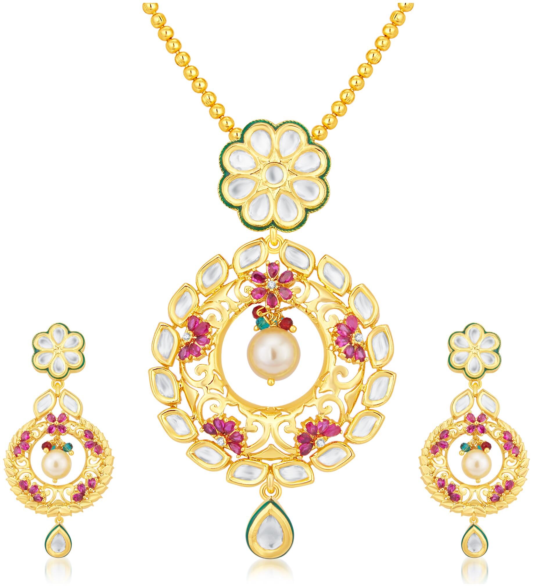 

Sukkhi Gold Pendant Set with Earrings For Women