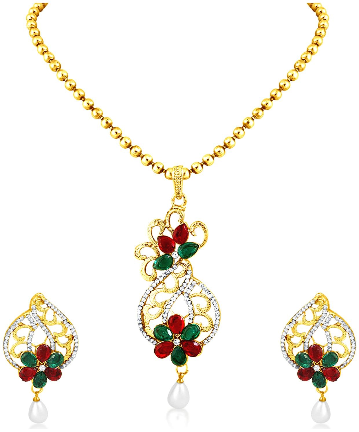 

Sukkhi Gold Pendant Set with Earrings For Women