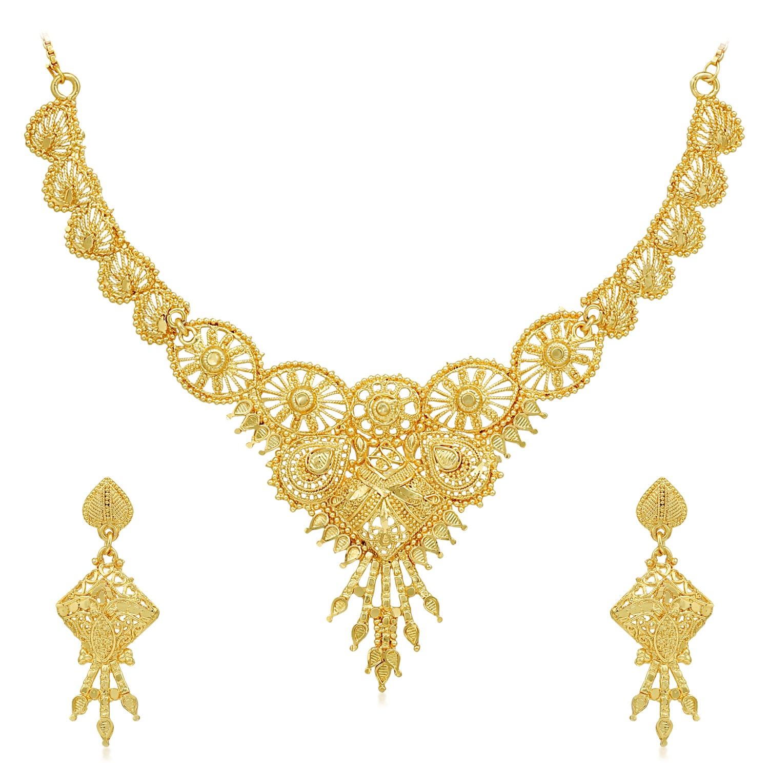 

Sukkhi Golden Necklace Set For Women