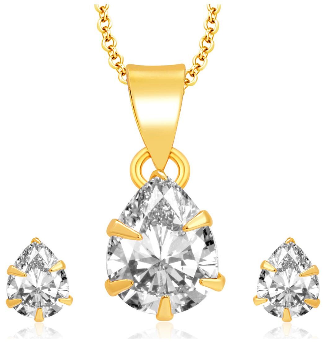 

Sukkhi Delightful Gold Plated CZ Pendant Set For Women