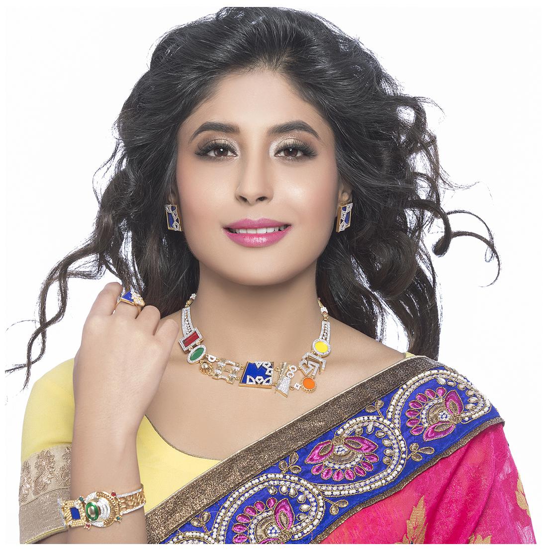 

Sukkhi - Kritika Kamra Neon Colour Gold Plated CZ Geometric Necklace Set For Women