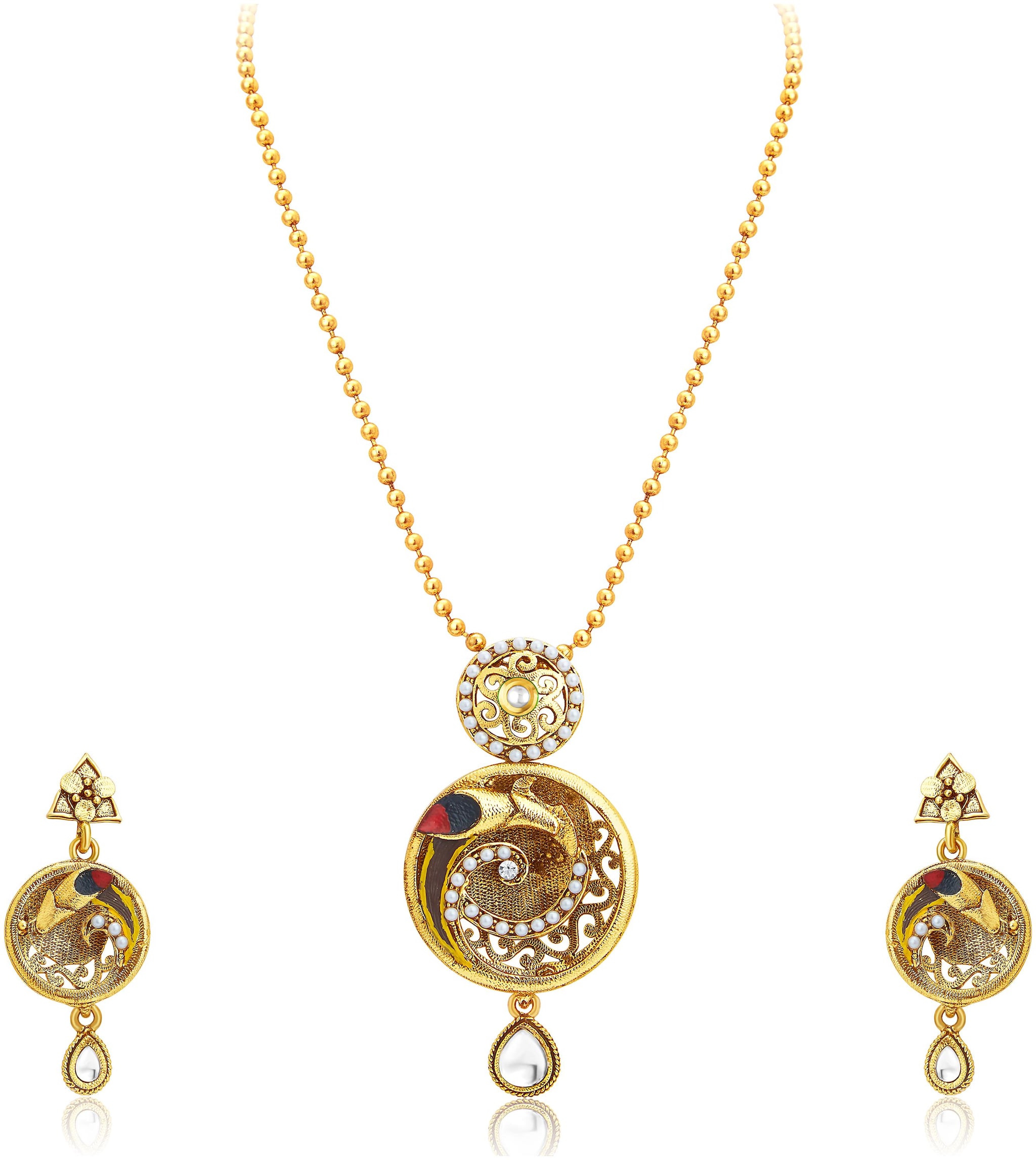 

Sukkhi Gold Pendant Set with Earrings For Women