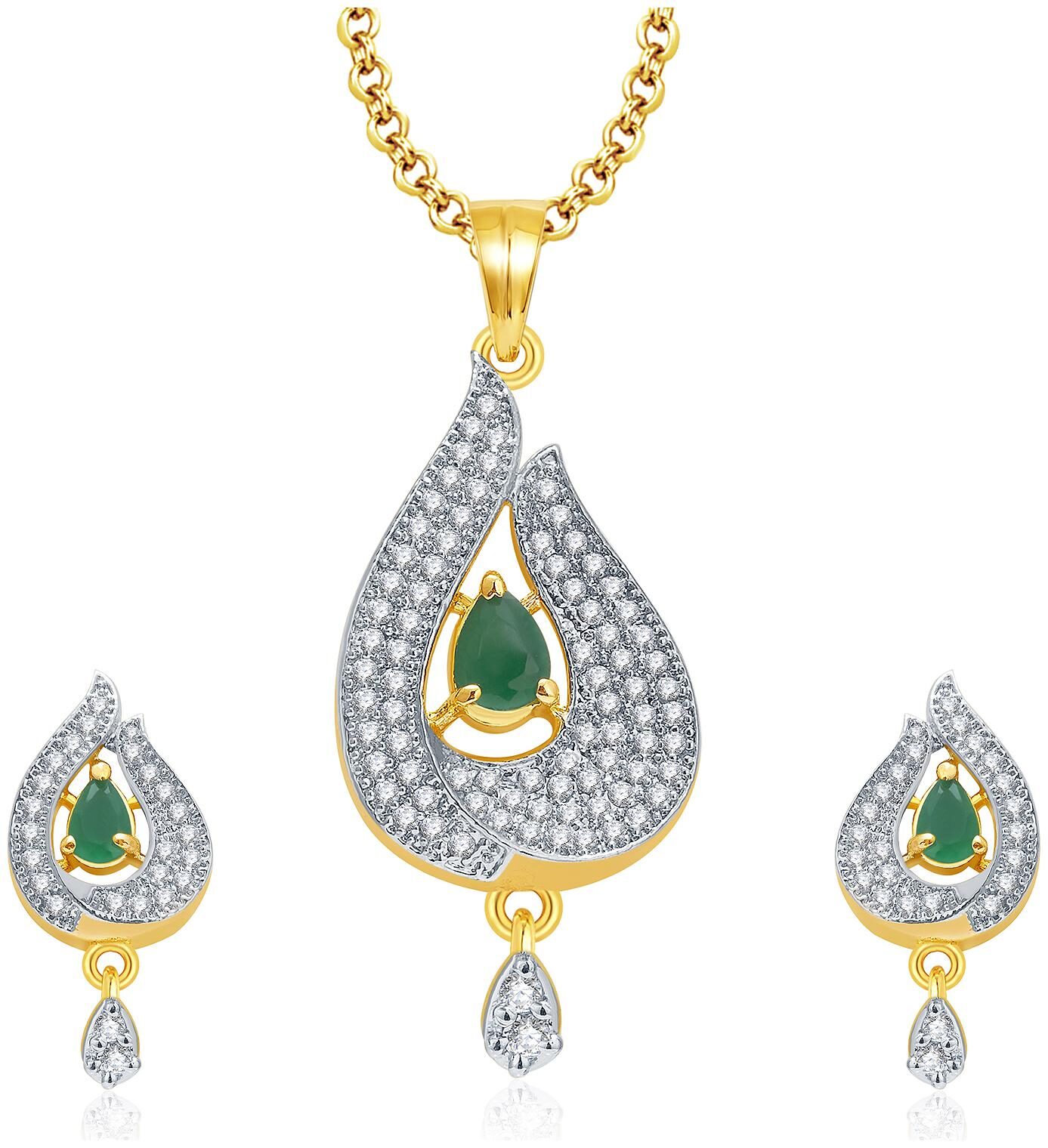 

Sukkhi Gold White Pendant Set with Earrings For Women