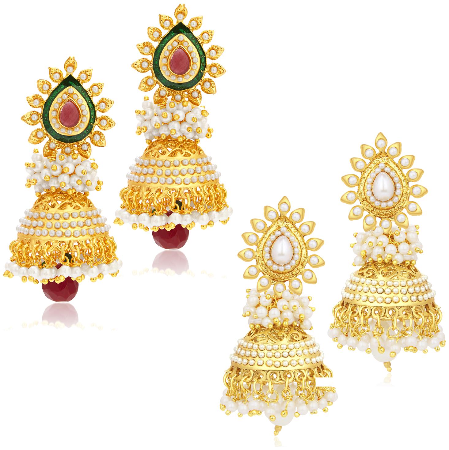

Sukkhi Gorgeous Jhumki Gold Plated Set of 2 Pair Earring Combo For Women