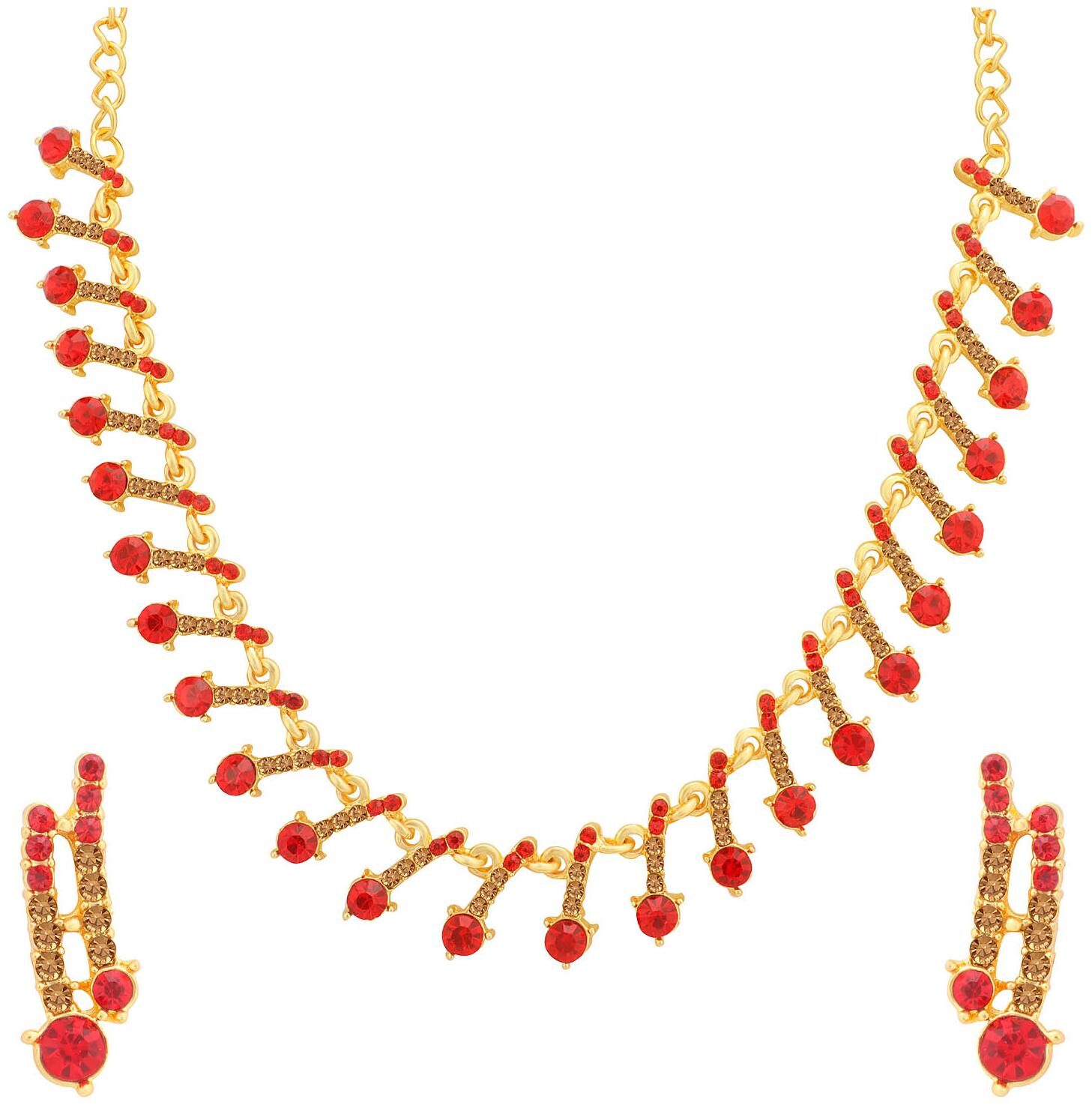 

Sukkhi Graceful LCT and Red Stone Gold Plated Necklace Set for Women
