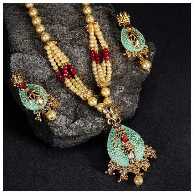 

Sukkhi Graceful Mint Collection Gold Plated Neckalce Set for Women