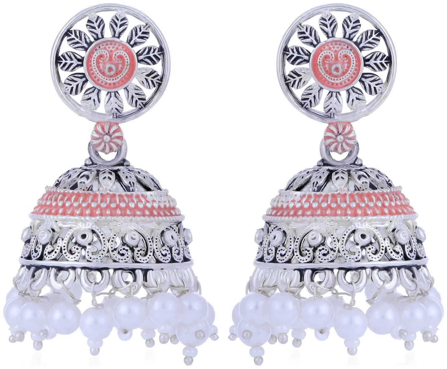 

Sukkhi Graceful Oxidised Mint Collection Pearl Jhumki Earring For Women