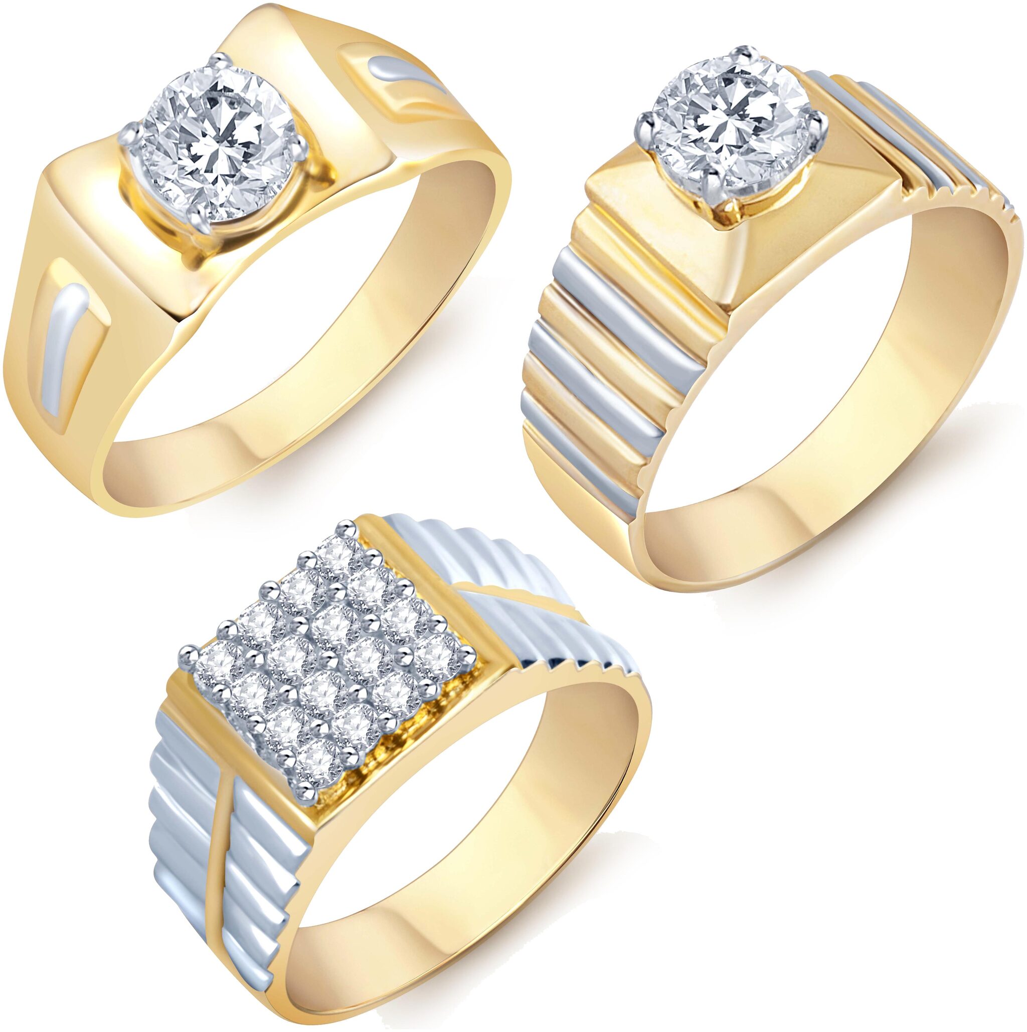 

Sukkhi Graceful Gold Plated Solitaire Set Of 3 Gents Ring Combo For Women