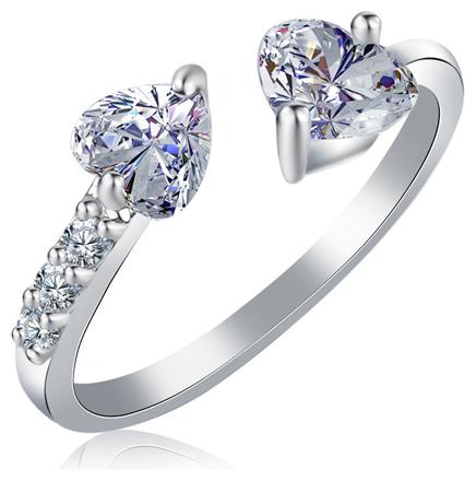 

Sukkhi Heart Shaped Rhodium Plated CZ Ring For Women