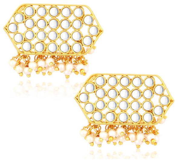 

Sukkhi Hexagonal Gold Plated Kundan Dangle Earrings For Women
