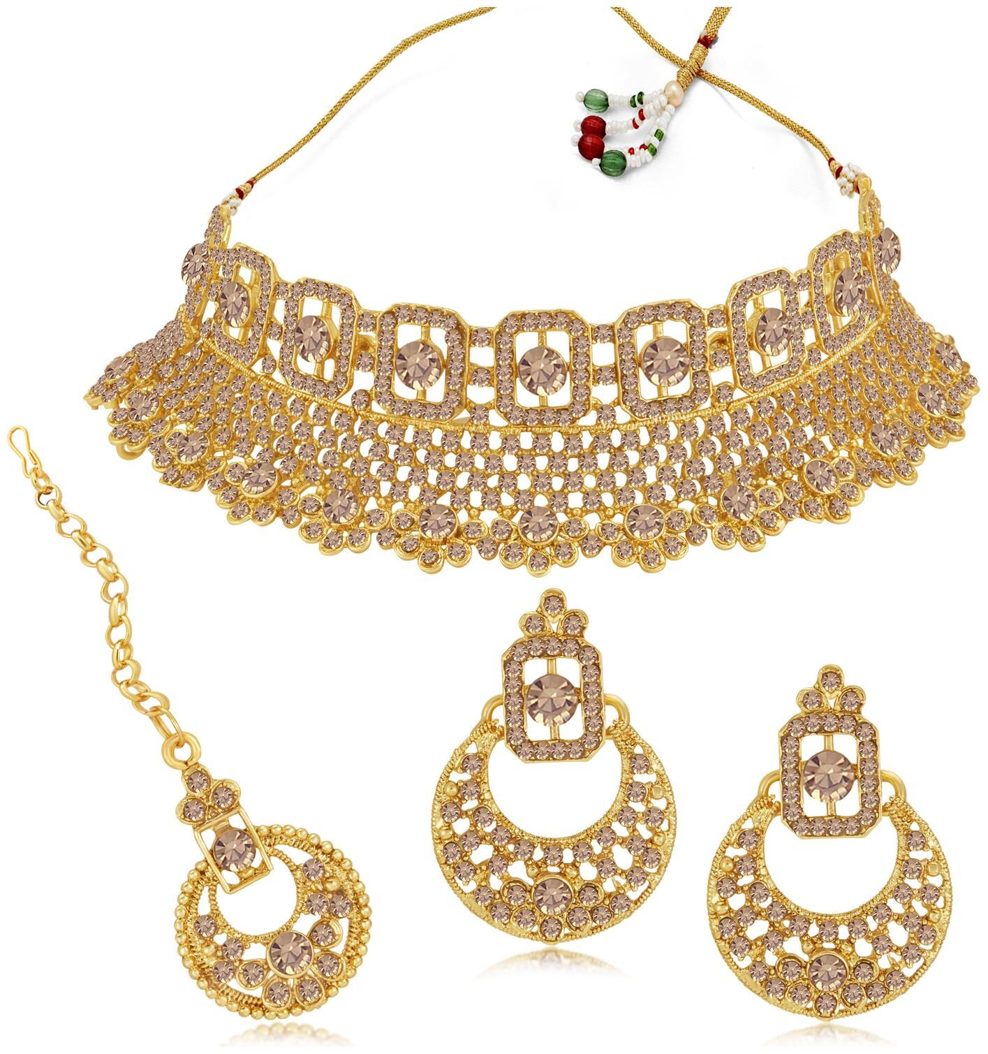 

Sukkhi Incrediable Let Gold Plated Choker Necklace Set for Women