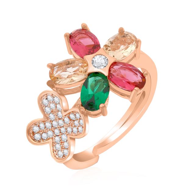 

Sukkhi Intricately Twisted Floral Crystal Stone Multi Colour Gold Plated Ring for Women