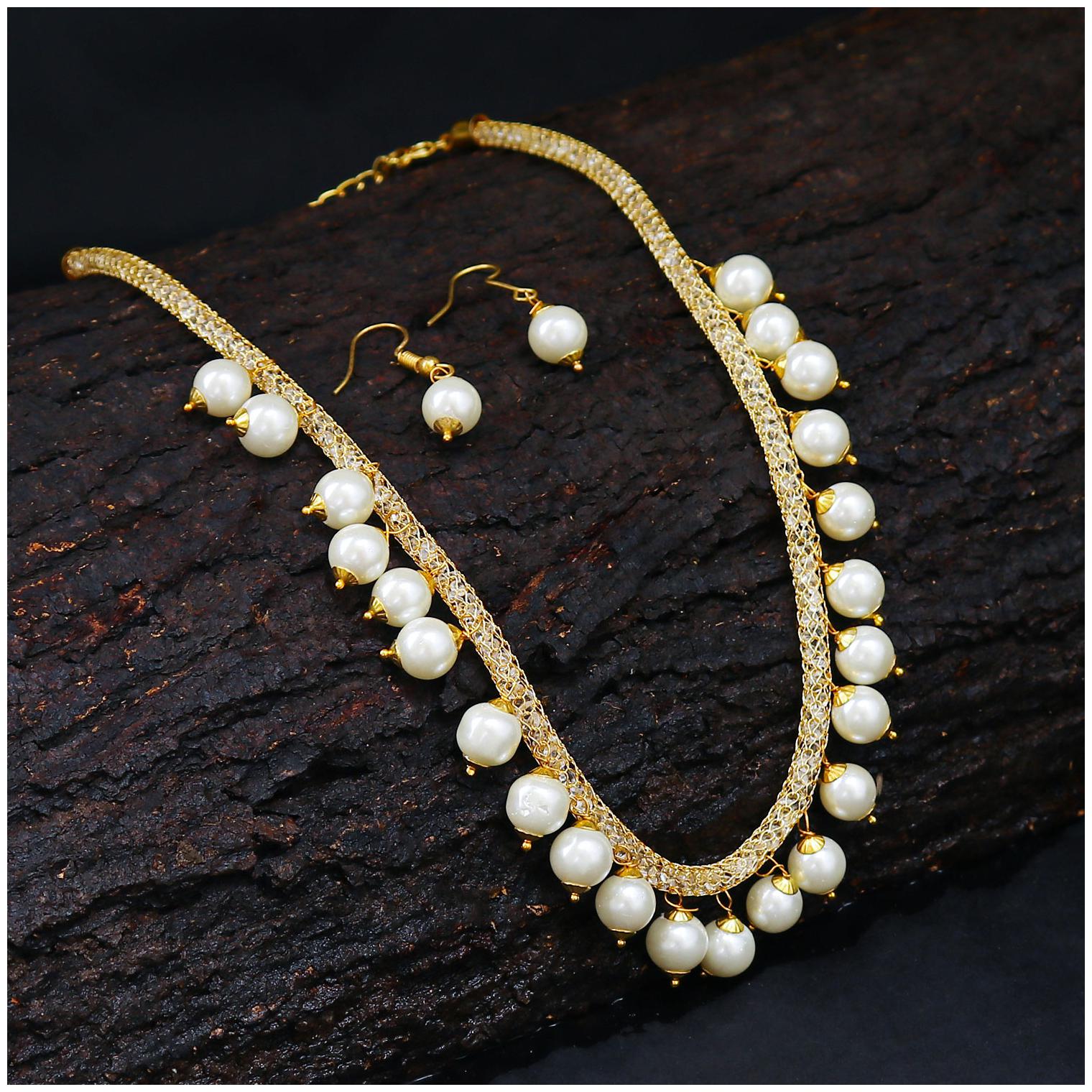 

Sukkhi Adorable Gold Plated Wedding Jewellery Pearl Choker Necklace Set For Women