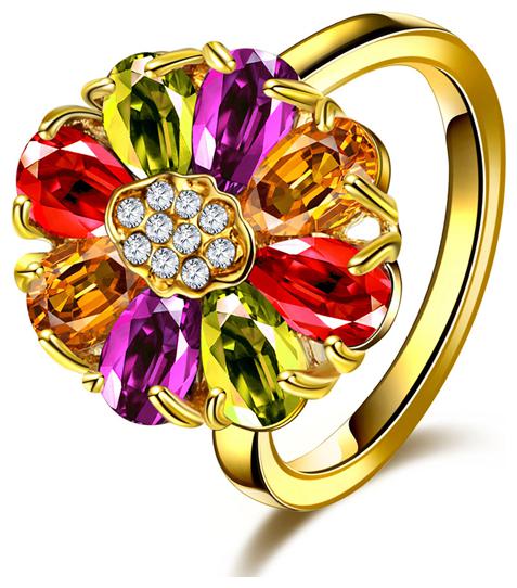

Sukkhi Lavish Floral Crystal Stone Gold Plated Multi Colour Ring for Women