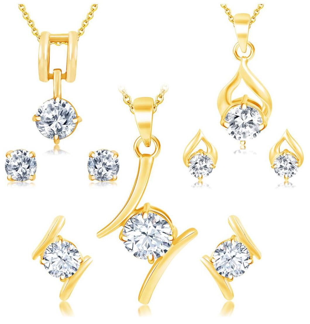 

Sukkhi Lavish Gold Plated Solitaire Set of 3 Pendant Set Combo For Women