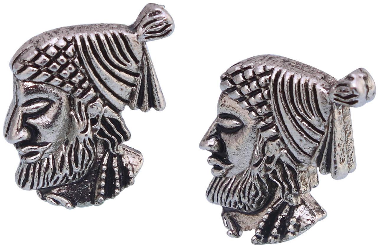 

Sukkhi Legend Pair Of Rhodium Oxidized Shivaji Face Earrings For Men