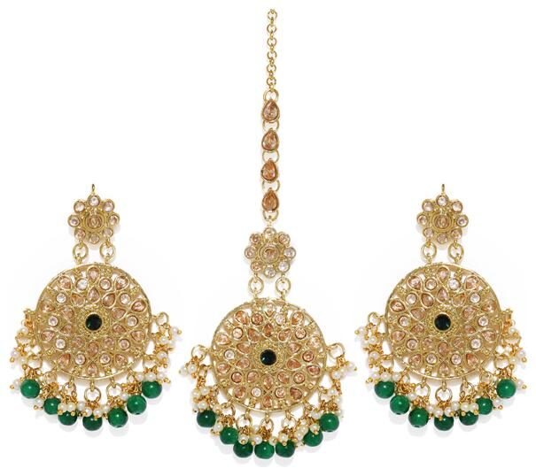 

Sukkhi Lobster Clasp Austrian Diamond Earring Maang Tikka Set For Women