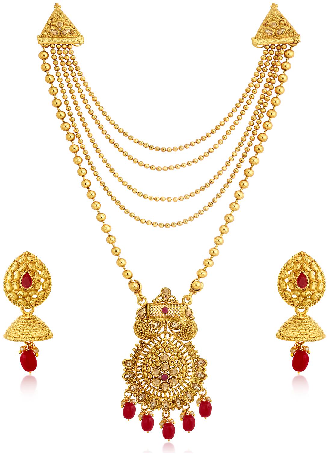 

Sukkhi Lovely Gold Plated Long Haram Necklace Set For Women