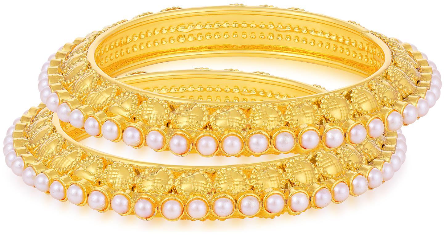 

Sukkhi Lovely Gold Plated Pearl Bangle For Women (Set of 2)