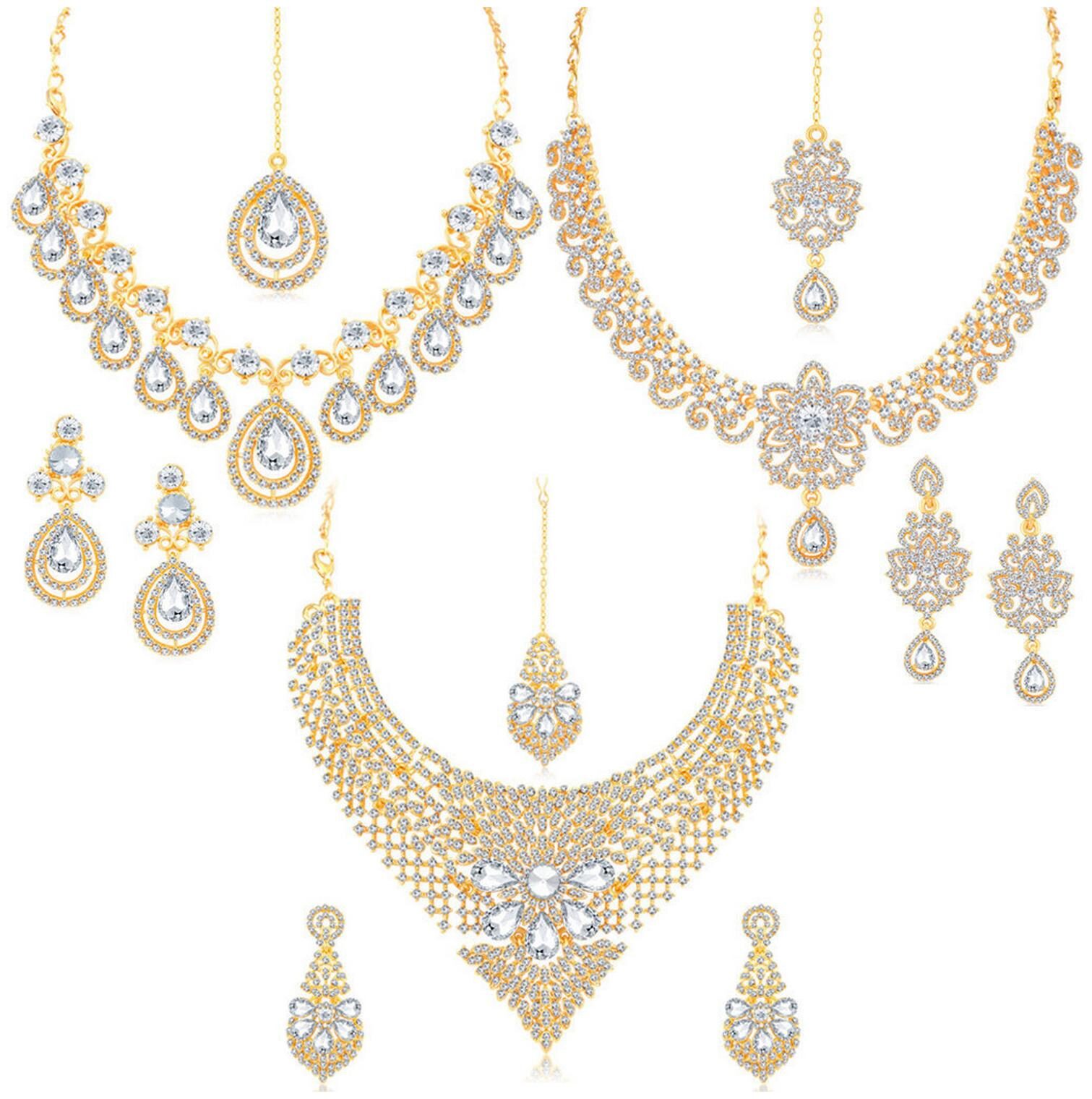 

Sukkhi Luxurious Gold Plated Austrian Stone Necklace Set Combo For Women