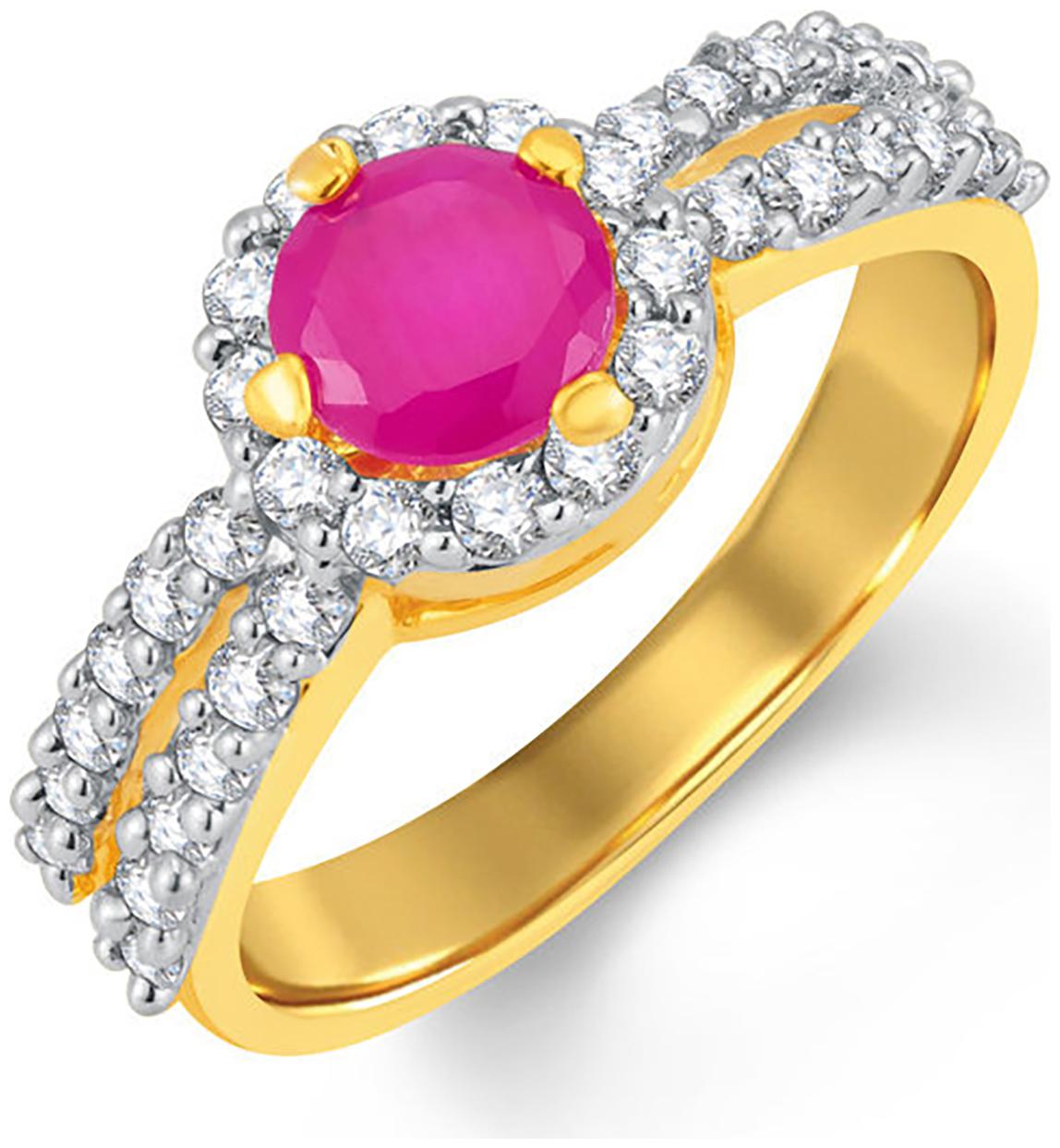 

Sukkhi Luxurious Gold and Rhodium Plated CZ and Ruby Studded Ring for Women