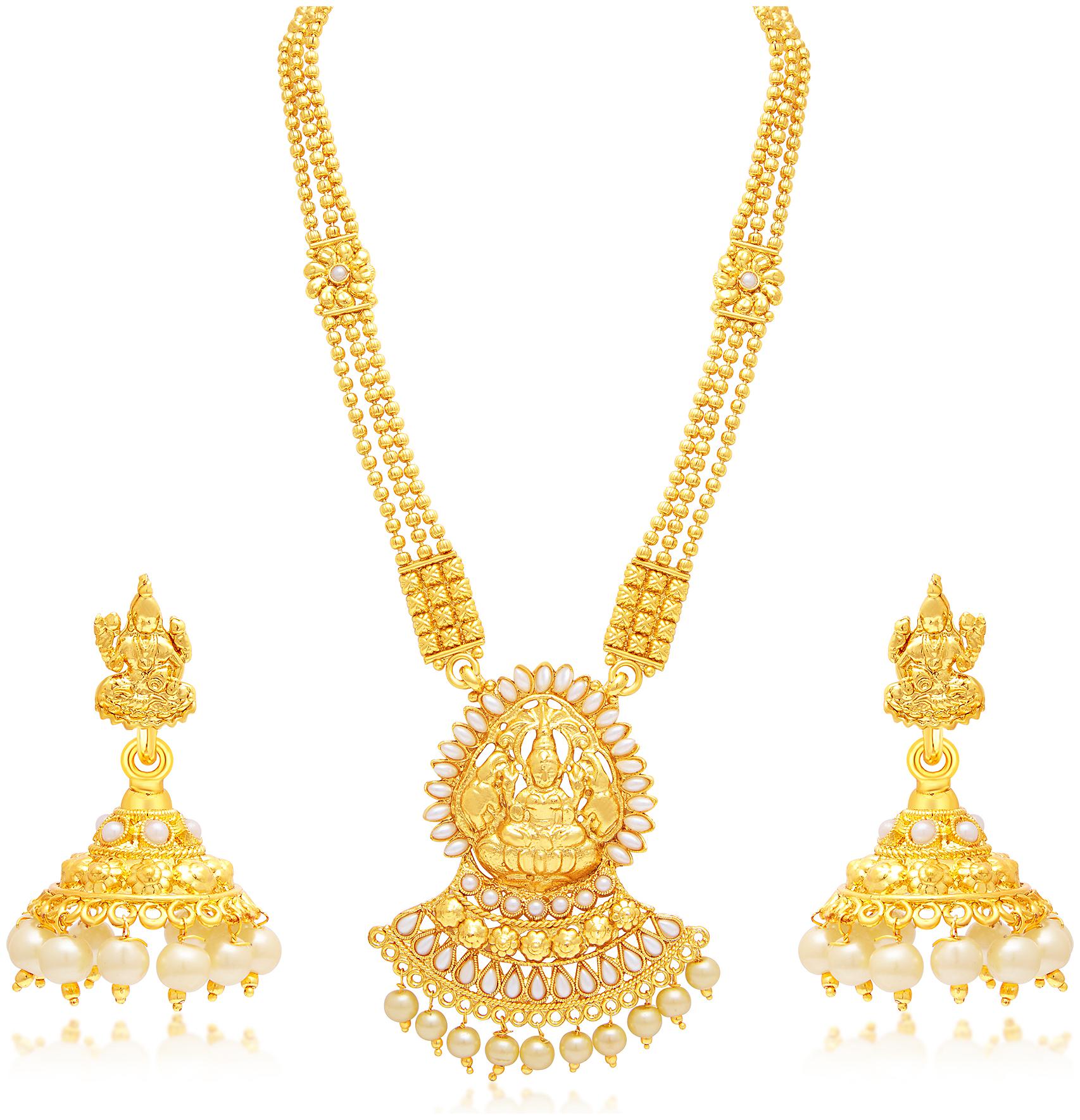 

Sukkhi Marquise Laxmi Temple Gold Plated Necklace Set For Women
