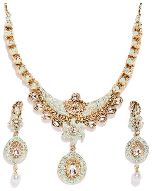 

Sukkhi Marvellous Mint Collection Gold Plated Kundan Necklace Set for Women