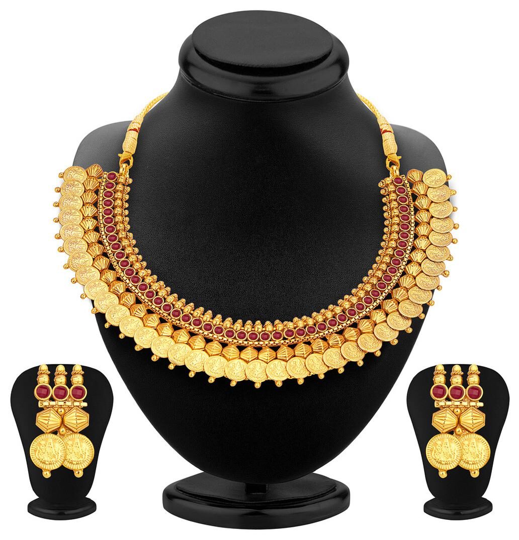 

Sukkhi Marvellous Gold Plated Temple Jewellery Coin Necklace Set For Women