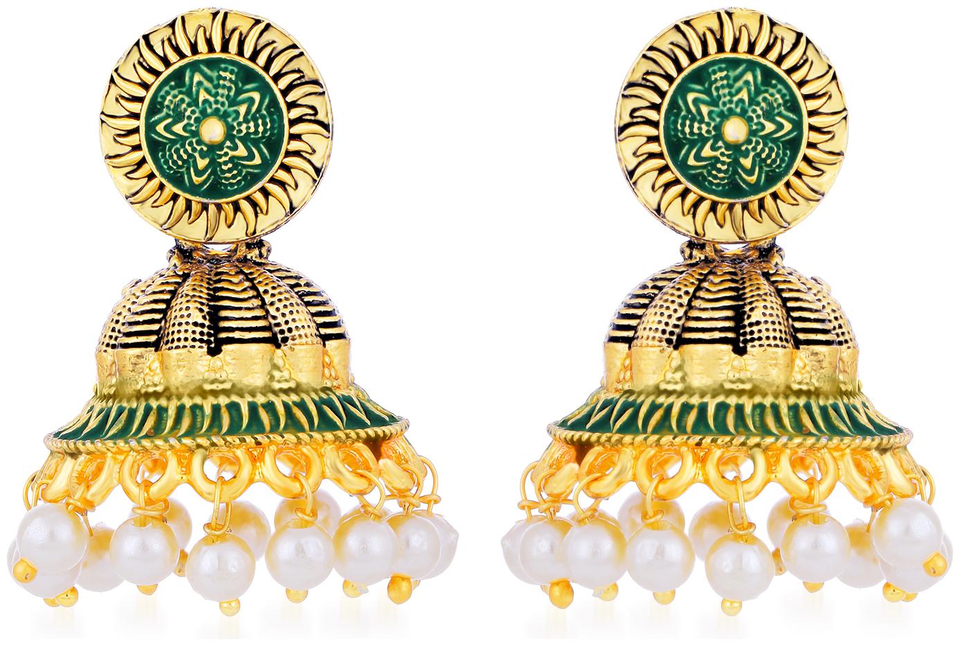 

Sukkhi Modern Pearl Gold Plated Mint Collection Jhumki Earring For Women