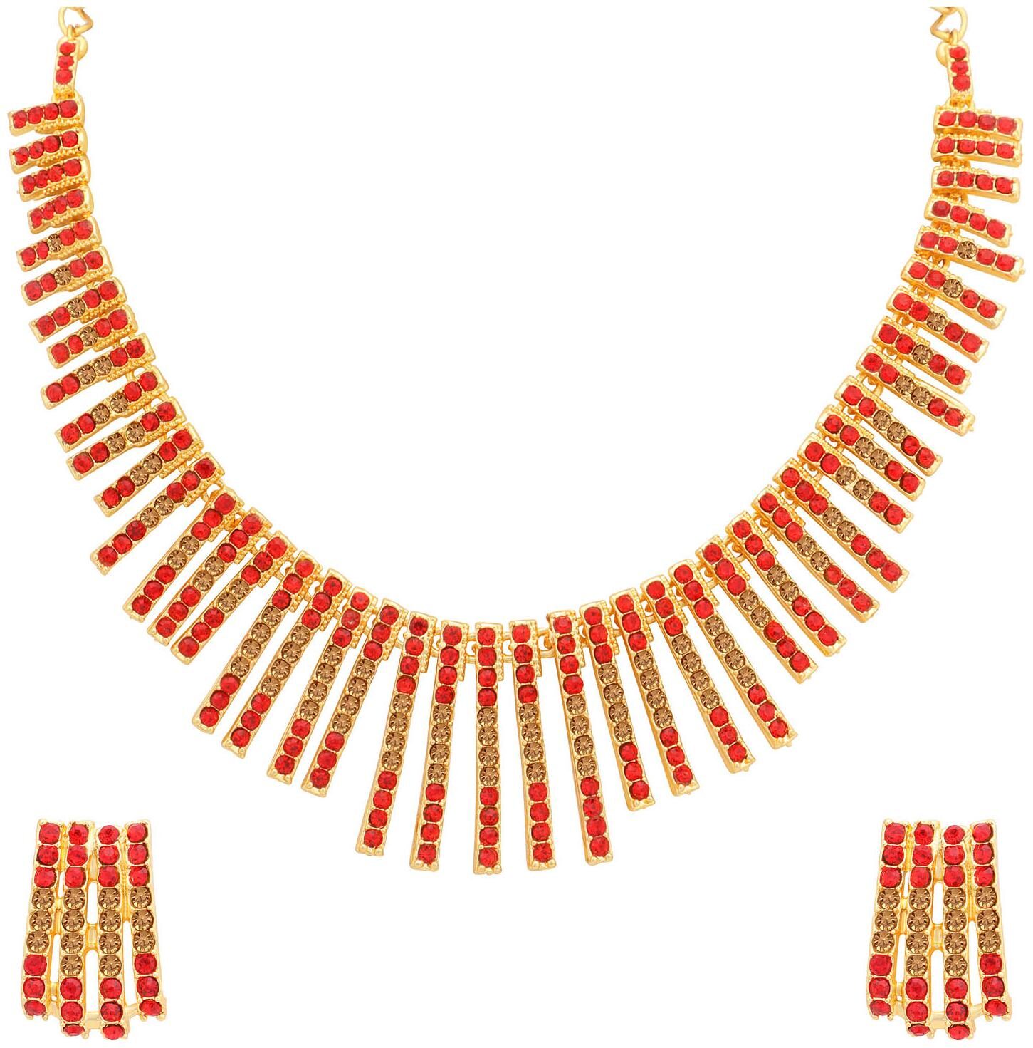 

Sukkhi Modern LCT and Red Stone Gold Plated Necklace Set for Women