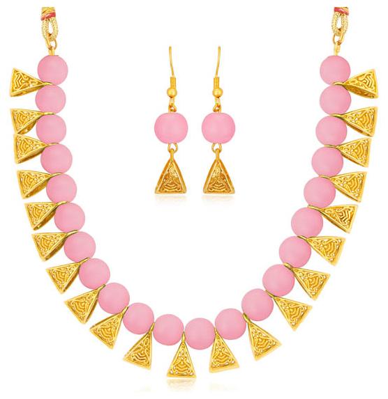 

Sukkhi Modern Gold plated Pink Necklace Set for Women