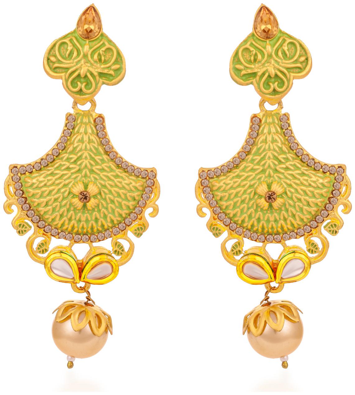 

Sukkhi Modern Pearl Mint Meena Collection Gold Plated Earring for Women