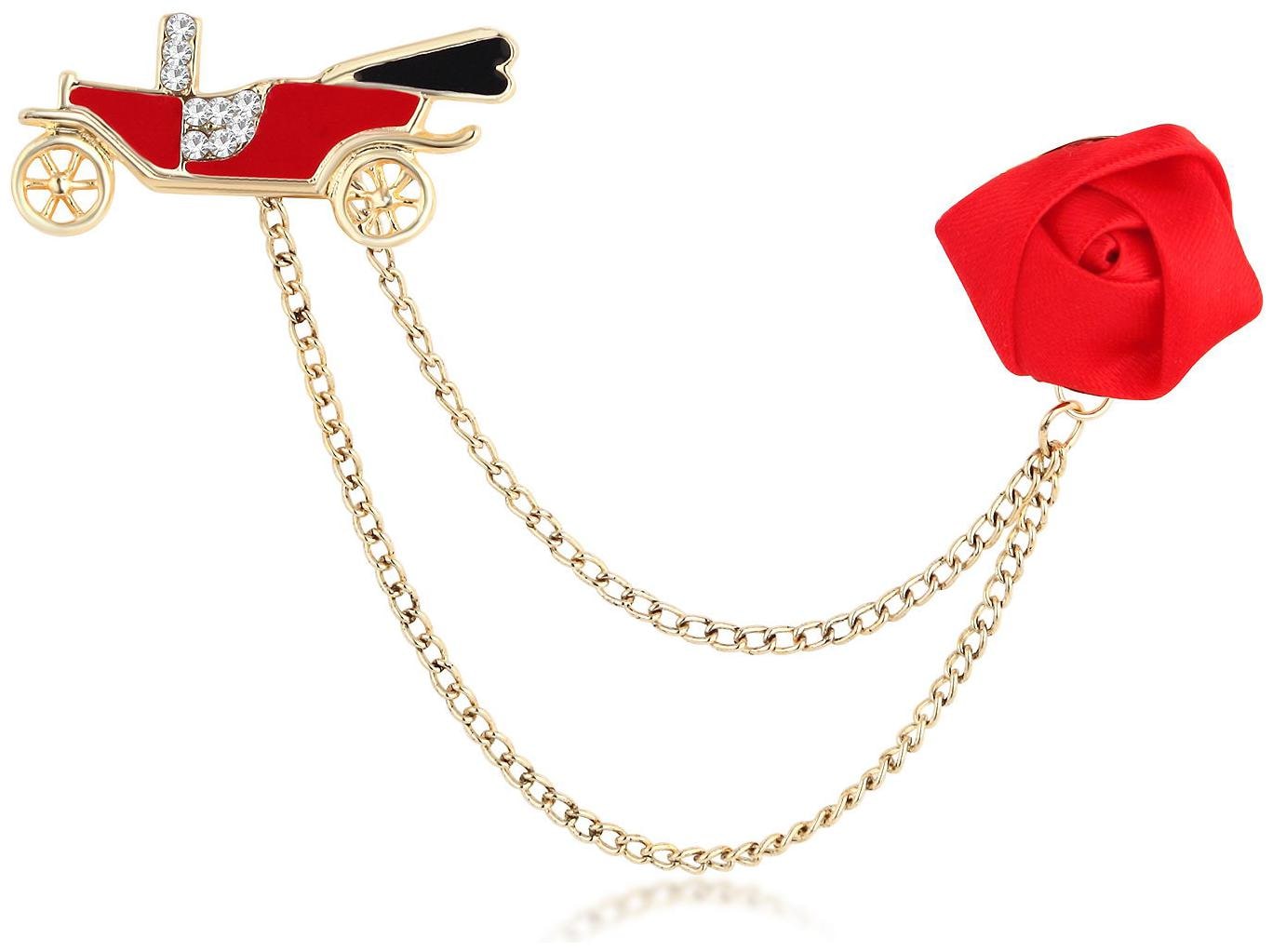 

Sukkhi Modish Gold Plated Car and rose shaped Brooch pin