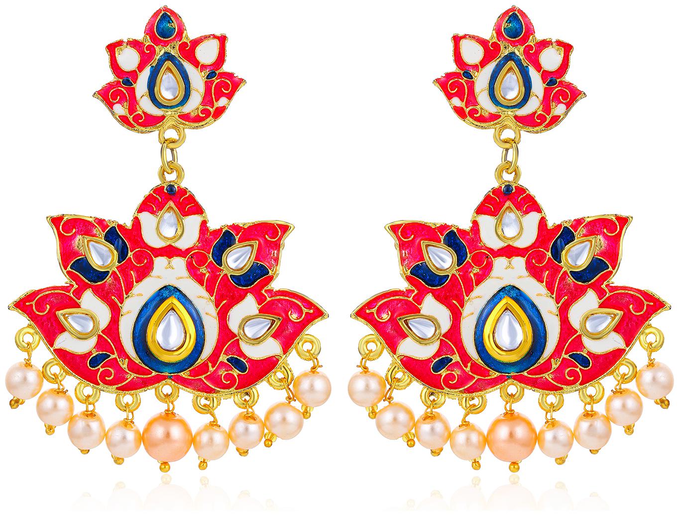 

Sukkhi Modish Gold Plated Kundan and Pearl Dangle Earring for Women