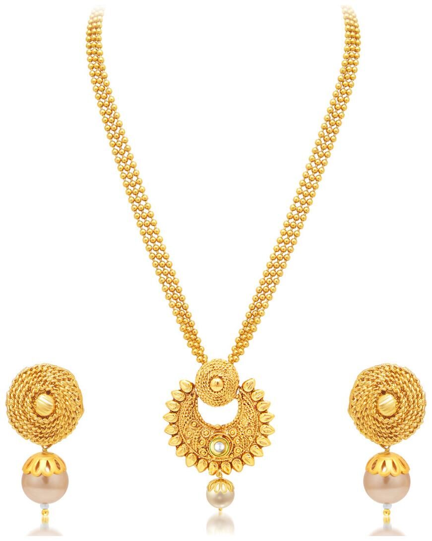 

Sukkhi Pleasing Pearl Gold Plated Wedding Jewellery Necklace Set For Women