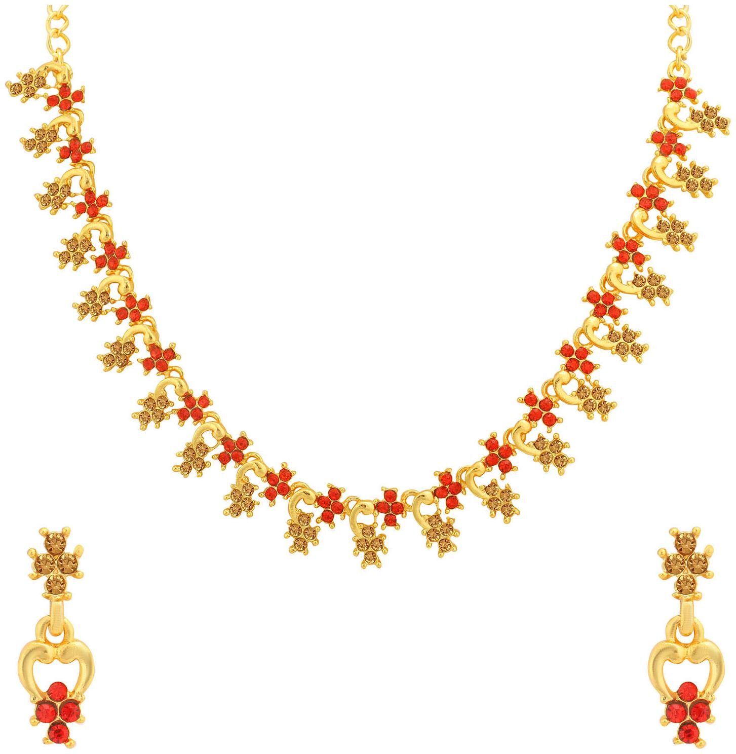 

Sukkhi Pleasing LCT and Red Stone Gold Plated Necklace Set for Women