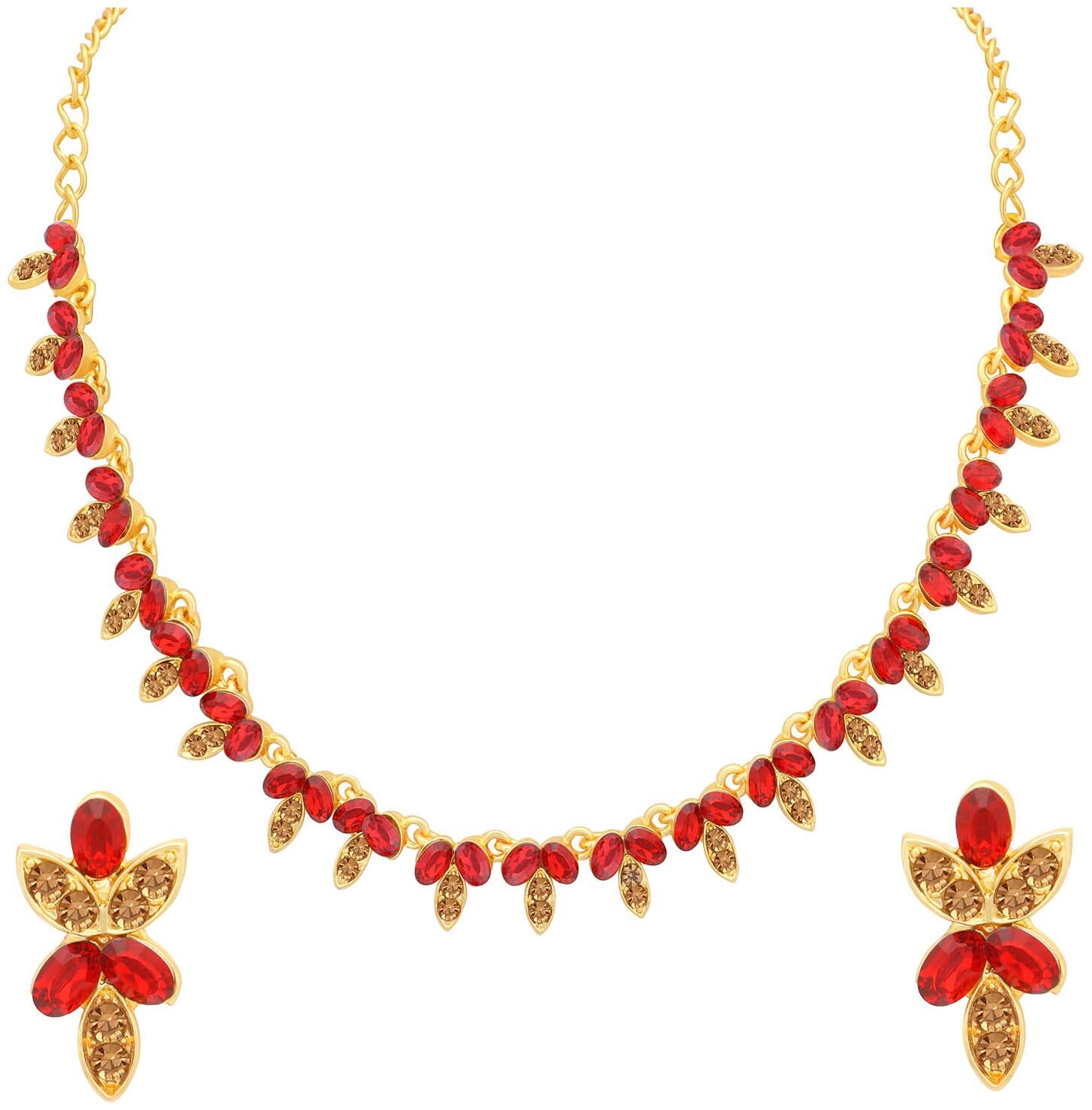 

Sukkhi Pretty LCT and Red Stone Gold Plated Necklace Set for Women