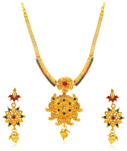 

Sukkhi Pretty Gold Plated Jalebi with 3 String Collar Necklace Set for Women