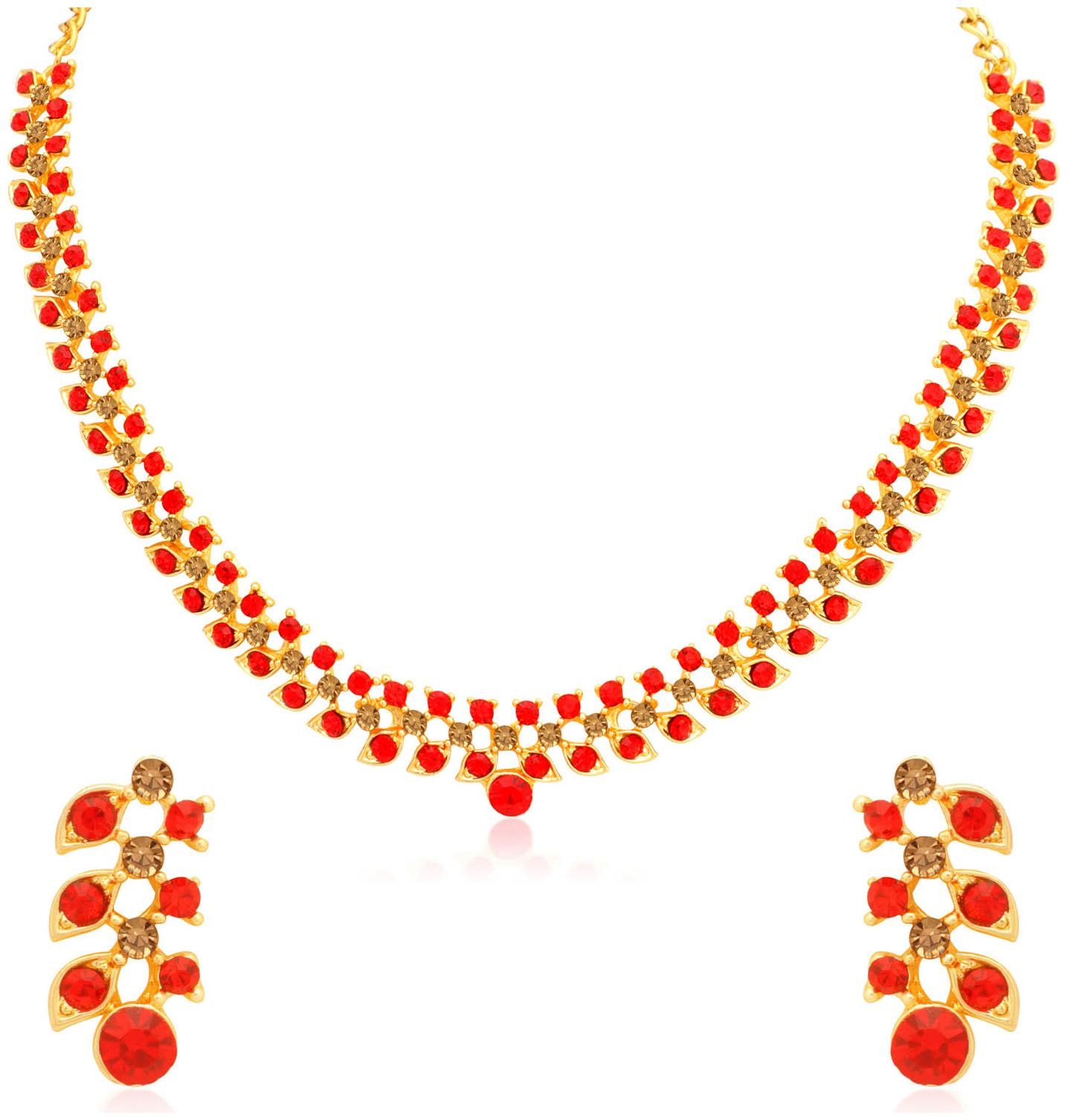 

Sukkhi Red Brown Necklace Set For Women