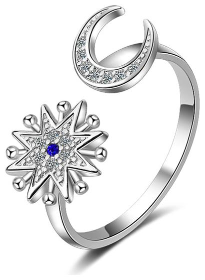 

Sukkhi Resplendent Moon and Sun Australian Diamond Rhodium Plated Ring for Women